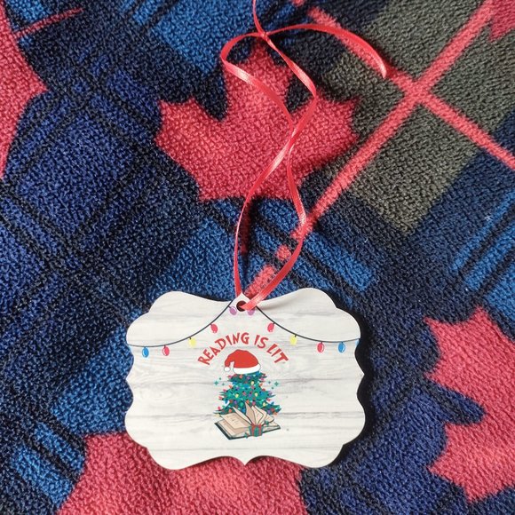 🌸 3 for $20 🌸 "Reading it Lit" Christmas Tree Ornament - Picture 1 of 2
